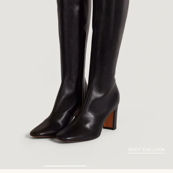 Rouje Black Leather Knee Boots - Picture 4 of 5